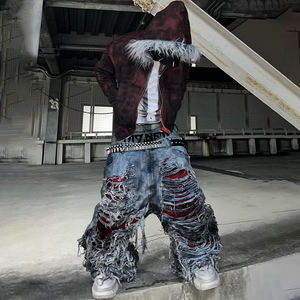 DiZNEW 2025 Herren Slim Fit Jeans Modische Vielseitige Weite Beinöffnung Denim Cut-out-Effekt Schnell zu Verarbeiten Geringe Mindestbestellmenge Patchwork-Jeans - Product Image 3