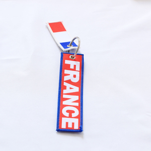 Porte-clés tissé brodé <span class=keywords><strong>personnalisé</strong></span>, étiquette de vol, « Retirer avant le vol », pour moto, bagages, promotionnel, avec logo de marque, sangle en tissu - Product Image 2