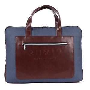 Jute Emboss Blue Brown Laptop <b>Bag</b> Stylish and Durable <b>Bag</b> for Office Business Travel College & Daily Use - Product Image 4