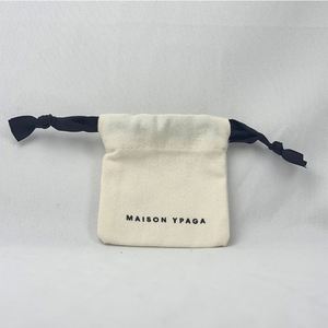 Reusable Cotton <b>Drawstring</b> Bag Small Gift Jewelry with Natural Color <b>Drawstring</b> <b>Pouch</b> Accept Customized logo - Product Image 5