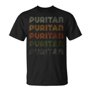 T-shirt Puritan style grunge vintage noir à col rond pour homme - Product Image 1