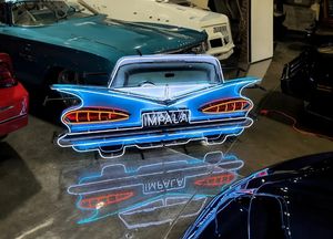 Классические старые знаменитые автомобили неоновые вывески уникального искусства винтажный красочный стиль автомобиля для дома и офиса, украшения гаража и парка - Product Image 2