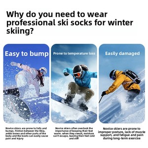 Chaussettes <span class=keywords><strong>de</strong></span> <span class=keywords><strong>ski</strong></span> professionnelles <span class=keywords><strong>pour</strong></span> jeunes, en mélange <span class=keywords><strong>de</strong></span> laine épaisse, rayées, à séchage rapide, antidérapantes, résistantes au froid, à compression haute, <span class=keywords><strong>pour</strong></span> - Product Image 2