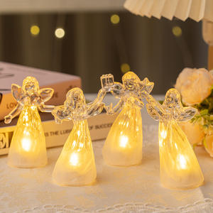 Lampu malam akrilik bercahaya warna-warni dekorasi Natal ornamen malaikat kristal cahaya hangat lampu malam indah - Product Image 1