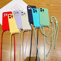 Étui de téléphone portable en silicone liquide de luxe flambant neuf, antichoc, anti-chute, avec cordon, compatible avec 17 Pro Max