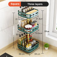 Étagère de Rangement Pivotante pour Bouteilles et Bocaux d'Épices de Cuisine 1/2/3 Niveaux, Organisateur Multifonction Rotatif en Acier au Carbone pour Maison