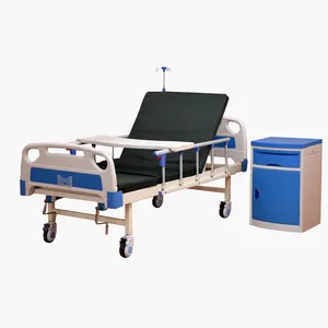 2023 High quality 2 crank hospital bed ABS Head Single Crane Hospital Bed with Castors hospital bed