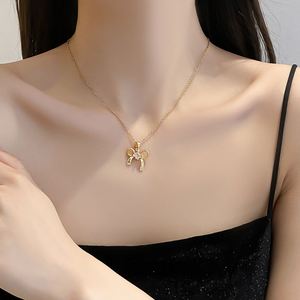 Collare De Acero inossidabile impermeabile <span class=keywords><strong>oro</strong></span> placcato 18K collana in acciaio inox <span class=keywords><strong>rosa</strong></span> zircone Charm papillon catena clavicola <span class=keywords><strong>donna</strong></span> - Product Image 5