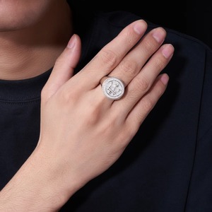 Anillo de Moissanita Redondo Maserati para Hombre, con Certificado GRA, Plata 925, Chapado en Platino, Joyería de Lujo Estilo Hip Hop - Product Image 2