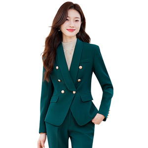 Women's Red Suit <b>Set</b> Autumn <b>Office</b> Lady Formal Wear Anti-Wrinkle Polyester Full Sleeve - Product Image 5