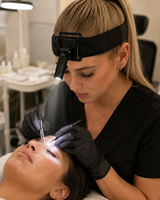 Lampe UV OEM blanche pour cils, sans laser, avec logo personnalisé, lumière de polymérisation pour extensions de cils à fixation sur tête, avec pédale silencieuse pour salon de cils
