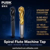 GB DIN371 DIN376 M2 6H HSS-E M35 Kobalt TiCN Berlapis Tahan Aus Baja Tahan Karat Tap Mesin Lubang Buta Lubang Dalam Spiral Flute