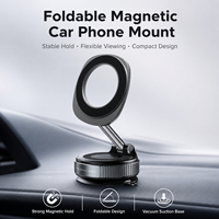 Support magnétique pour voiture en métal avec bras télescopique pliable et base à ventouse RoHS REACH pour pare-brise MagSafe iPhone Android