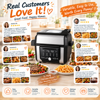 Appareil de cuisson multifonction : Four, Grill sans fumée, Plaque de cuisson, Contrôle intelligent de la température, Double surface, Compatible lave-vaisselle