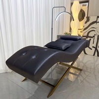 Table de massage et de soin esthétique moderne, portable, pliable et réglable, pour cils et visage, rose, avec design incurvé, pour spa et salon