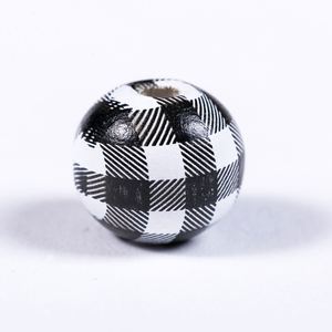 ลูกปัดไม้ธรรมชาติลายสก๊อตสีสันสดใส16มม. อุปกรณ์งานฝีมือสำหรับเด็ก DIY - Product Image 3