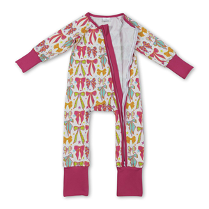 Sibling Matching Casual Eco-Friendly Pajamas Kids Short Sleeve Ruffle Outfit <b>Cute</b> Bow Print Girls Nightwear Set - Product Image 2