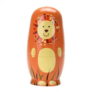 custom logo Handmade Wooden Different Pattern Small Cute nesting doll for children cheap selling in china