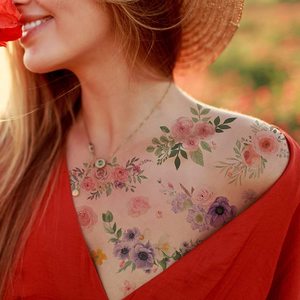 3D Flowers tatuaggi temporanei per le donne Body Art Arm Sketch Tattoo Stickers per donne e ragazze - Product Image 3