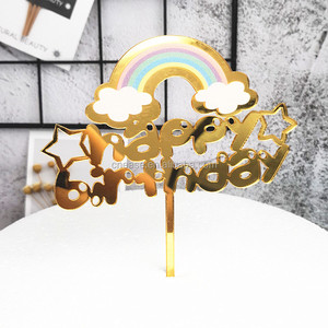 Décoration de <span class=keywords><strong>gâteau</strong></span> d'anniversaire, arc-en-ciel, <span class=keywords><strong>licorne</strong></span> arc-en-ciel, décoration de <span class=keywords><strong>gâteau</strong></span> acrylique pour enfants bébé - Product Image 2