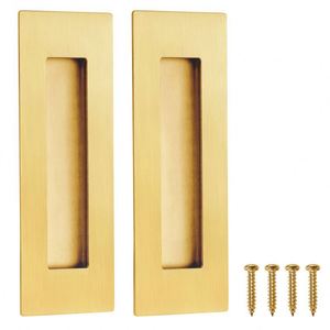 WEKIS Tiradores de Puerta Rectangulares Empotrados de Diseño Moderno de 6 Pulgadas, Herrajes de Acero al Carbono en Oro Cepillado para Puertas Correderas Empotradas - Product Image 1