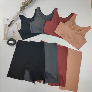 En gros Dropshipping Sous-Vêtements Femmes Ensemble Invisible Soutien-Gorge Et Boyshorts Sans Fil Aucune Trace Soutien-Gorge Et Culotte Ensembles