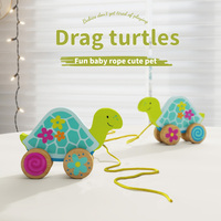 Jouet en bois à tirer en forme de tortue, pour la marche précoce, interactif et éducatif pour les enfants