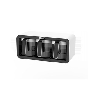 Ecoco Wall Mounted Spice Container Set <b>Rectangle</b> 3 Compartment Kitchen Storage Rack With Phone Holder - Product Image 5