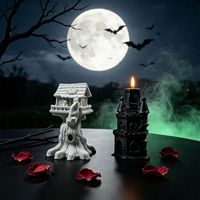 Moules en silicone écologiques et résistants au four pour bougies parfumées DIY, thèmes Halloween (Maison fantôme, Château, Cabane dans les arbres) - Vente en gros