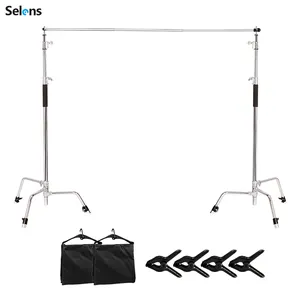 Selens 10x10FT 3X3M Foto Achtergrond Stand Kit Zware Verstelbare Fotografie Achtergrond Ondersteuning Stand Met Zandzakken Lat F