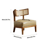 Chaise sans accoudoirs en bois massif de style moderne du milieu du siècle, avec pieds en bois de frêne et dossier en rotin, pour salle à manger ou patio
