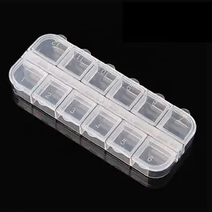 12 ग्रिड डबल पक्षों डिवाइडर कील टिप्स भंडारण बॉक्स स्पष्ट भंडारण प्लास्टिक के बक्से के लिए पारदर्शी कील कला स्फटिक मामले