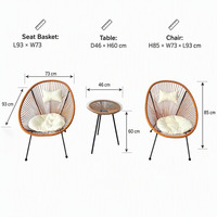 Outdoor PE-Rattan Acapulco Stuhl-Set 2-Sitzer Terrassen-Korbstühle Mit Rundem Kaffeetisch für Garten Balkon Hinterhof