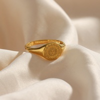 DEYIN personalisierter Vintage-Schmuckhersteller defektfrei graviertes Sonnengesicht Edelstahl 18k Gold plattiert Fingerring Frauen
