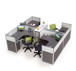 廉价现代办公家具工作隔间4人木制办公人员高隔断电脑工作站