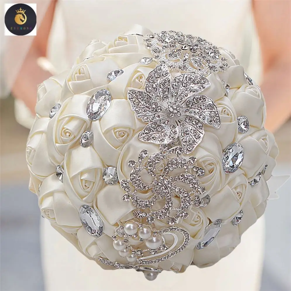 EV Amazo Schlussverkauf 18 cm Durchmesser Sahrband Rose Kristall Brautstrauß für Hochzeit Haltung Blume