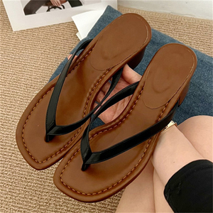 2025 Summer Fashion Women's Mid-Heel <b>Flip</b> <b>Flops</b> Breathable Soft Comfortable Open-Toe New Design Women's Shoes - Product Image 1