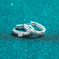 Boucles d'oreilles créoles en argent sterling 925 avec moissanite pour femme, coupe carrée, bijoux minimalistes pour usage quotidien, hypoallergéniques