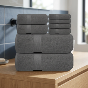 Juego de Toallas de Baño de Algodón Súper Absorbente de Color Sólido, Gris, Rectangulares, Tejidas, Orgánicas, Ecológicas, Suaves para la Piel, para Uso en Hoteles, para Adultos - Product Image 1