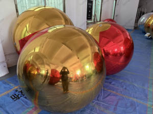 Penjualan laris balon dekorasi pesta luar ruangan tahan air bola cermin reflektif tiup PVC warna ganda untuk promosi - Product Image 4