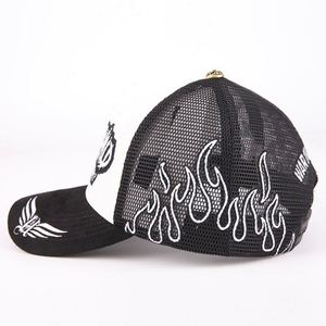 Gorra de béisbol de 5 paneles de gamuza y malla personalizada por el fabricante con logo bordado en 3D, estampado en relieve, estilo hip hop, a rayas, para ciclismo, deportes y uso casual. - Product Image 4