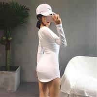 Robe moulante sexy décontractée unie à manches longues, très élastique, avec effet galbant sur les fesses et taille cintrée, respirante, Printemps Automne