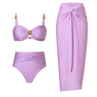 Badpak 5 Kleuren Bandeau Top Dames 3-delig Zwempak Designer Bikini Zwemkleding Strandrok Hoge Taille Badkleding S-XL