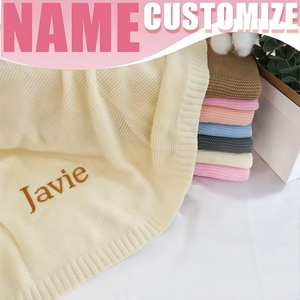 Manta de Bebé Personalizada con Nombre Bordado, Manta de Algodón Suave Tejida a Mano para Recién <span class=keywords><strong>Nacido</strong></span>, <span class=keywords><strong>Regalo</strong></span> para Baby Shower, <span class=keywords><strong>Regalo</strong></span> de Recuerdo - Product Image 3