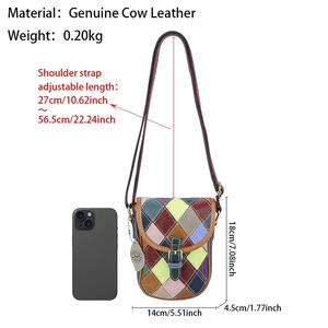 Sacs à bandoulière miniatures en cuir véritable AndoBag pour femme, avec surpiqûres colorées, sac à main pour téléphone portable, sac à bandoulière pour femme 1781 - Product Image 3