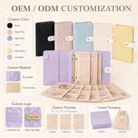 Organisateur de bijoux de voyage simple en cuir PU, classeur de rangement avec pochettes transparentes amovibles à fermeture éclair, logo personnalisé OEM ODM Saint-Valentin