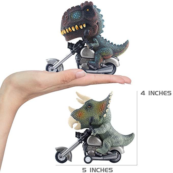 New Creative Dinosaur Toy Cars Friction Powered Animal Motorcycle T-Rex and Triceratops Monster Dino Toys