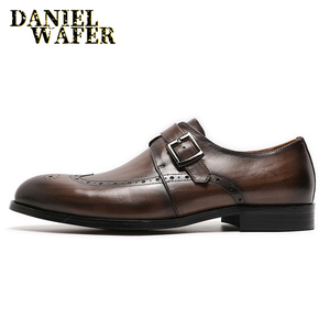<span class=keywords><strong>Chaussures</strong></span> en <span class=keywords><strong>cuir</strong></span> pour hommes, mocassins de ville, grande taille 39-46, noir, brun foncé, <span class=keywords><strong>sans</strong></span> <span class=keywords><strong>lacets</strong></span>, boucle, sangle de moine - Product Image 3