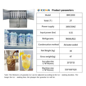 ICEMA Italia 1 tonelada 2 toneladas tamaños personalizables tazas de cubitos de hielo industriales máquina de llenado 110V Motor PLC para aplicación de panadería - Product Image 4