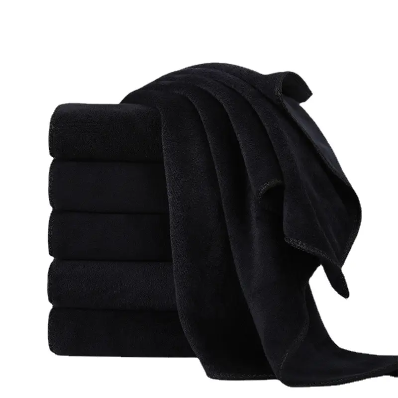 Hair Salon Towels Black Large Spa Barber Shop Microfiber SP Woven Soft Rectangle Cotton Custom Bath Terry Towels Solid Color
